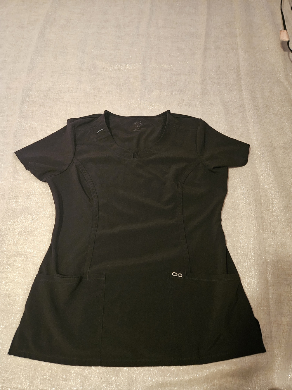 Cherokee Black V‑Notch Infinity Scrub Top